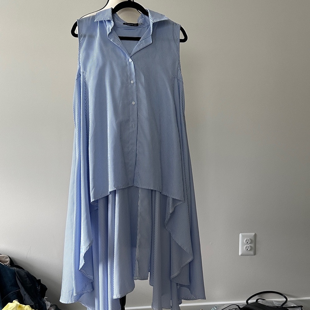 Chic Blue Striped Women's Tunic